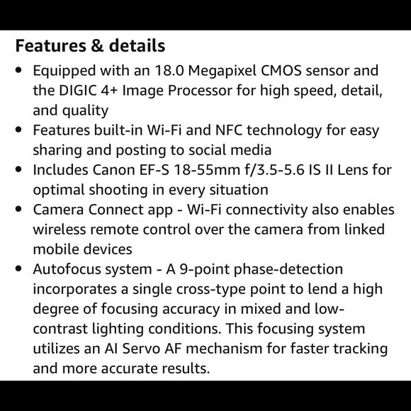 Canon EOS Rebel T6 DSLR Camera/EF-S 18-55mm f/3.5-5.6 is Il Lens/Accessories - Picture 4 of 5